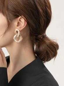 幾何鏈條耳環 - 彩色 - 查看 2