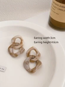 幾何鏈條耳環 - 彩色 - 查看 3