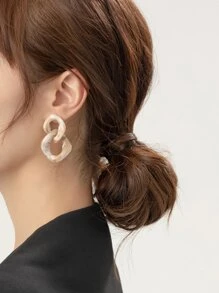 幾何鏈條耳環 - 彩色 - 查看 8