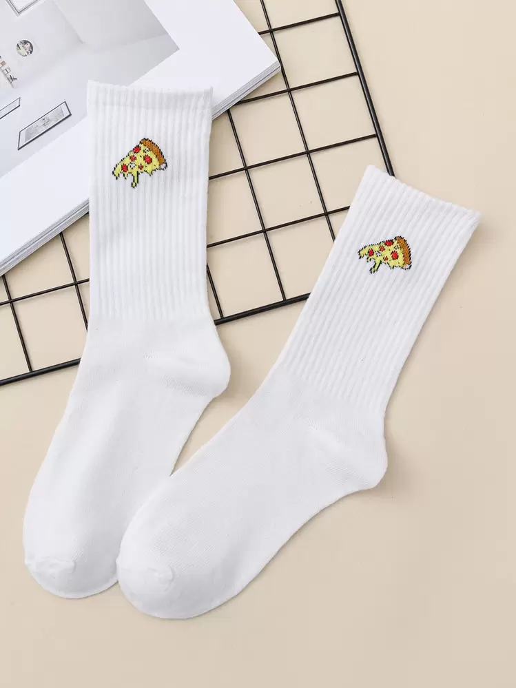 Calcetines de tripulación patrón pizza - Multicolor - Añade 2
