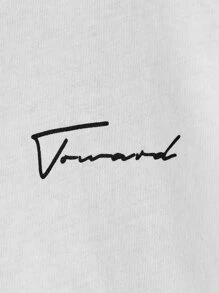 SHEIN Tween Boy Letter Graphic Tape Cuff Top - White - View 3