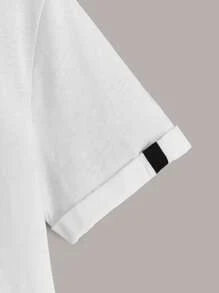 SHEIN Tween Boy Letter Graphic Tape Cuff Top - White - View 4