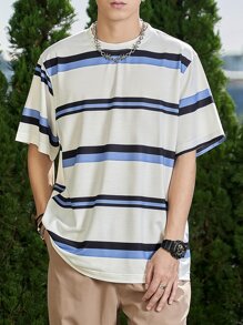 Manfinity Hypemode 男士塊狀條紋T恤 - 彩色 - 查看 3