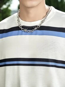 Manfinity Hypemode 男士塊狀條紋T恤 - 彩色 - 查看 4