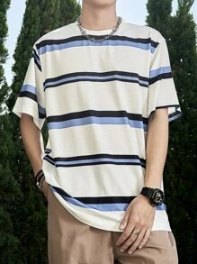 Manfinity Hypemode 男士塊狀條紋T恤 - 彩色 - 查看 5