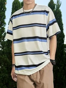 Manfinity Hypemode 男士塊狀條紋T恤 - 彩色 - 查看 6