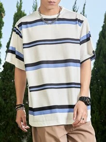 Manfinity Hypemode 男士塊狀條紋T恤 - 彩色 - 查看 7