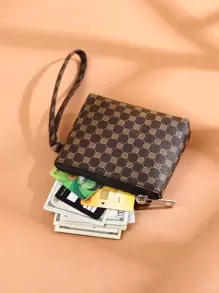 Floral Pattern Slim Lightweight Portable Cash ID Card Card Zipper Coin Pocket Short Wallet Small Pouch Small Pocket Wallet For Birthday Gift Gift Anniversary On Valentine Day Couple Female Lady Girls Male Men School Student For College Student Teenagers Gift Wristlet Wallet School Supplies Teacher Gifts Back To School Card Holder Card Holder Wallet Business Card Holder Credit Card Holder Card Holder Women For Women Wallet Mini Wallet Purse Wallet Card Wallet - Brown - View 4