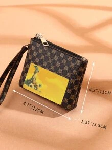 Floral Pattern Slim Lightweight Portable Cash ID Card Card Zipper Coin Pocket Short Wallet Small Pouch Small Pocket Wallet For Birthday Gift Gift Anniversary On Valentine Day Couple Female Lady Girls Male Men School Student For College Student Teenagers Gift Wristlet Wallet School Supplies Teacher Gifts Back To School Card Holder Card Holder Wallet Business Card Holder Credit Card Holder Card Holder Women For Women Wallet Mini Wallet Purse Wallet Card Wallet - Brown - View 5