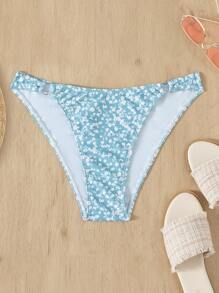 Ditsy Floral Print Bikini Bottom Summer - Baby Blue - View 5