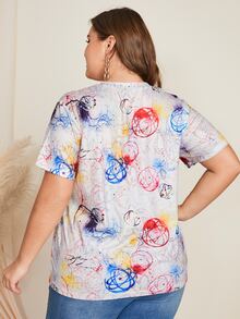 Plus Splash Ink Print Tee - Multicolor - View 2