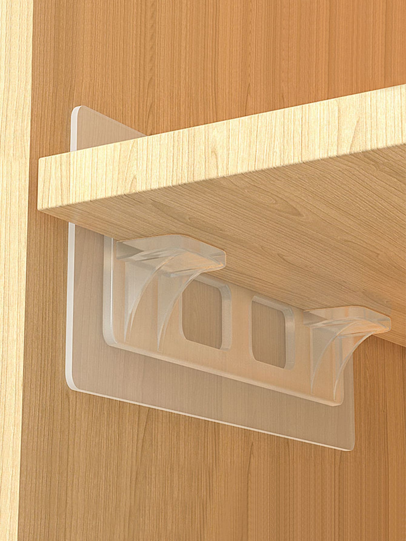 Self Adhesive Wardrobe Partition Support, Clear PVC Strong Adhesive Board Fixer Support For Home - Clear - View 1