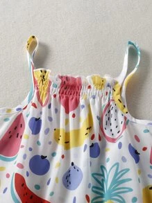 小女童水果印花荷葉邊罩衫 - 彩色 - 查看 5