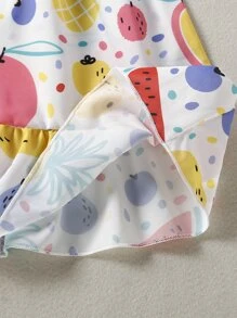 小女童水果印花荷葉邊罩衫 - 彩色 - 查看 6