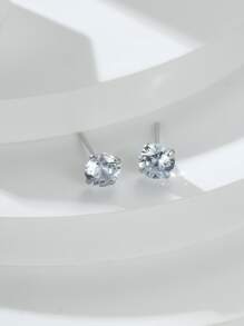 Cubic Zirconia Decor Stud Earrings