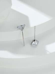 Cubic Zirconia Decor Stud Earrings