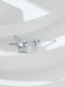 Cubic Zirconia Decor Stud Earrings