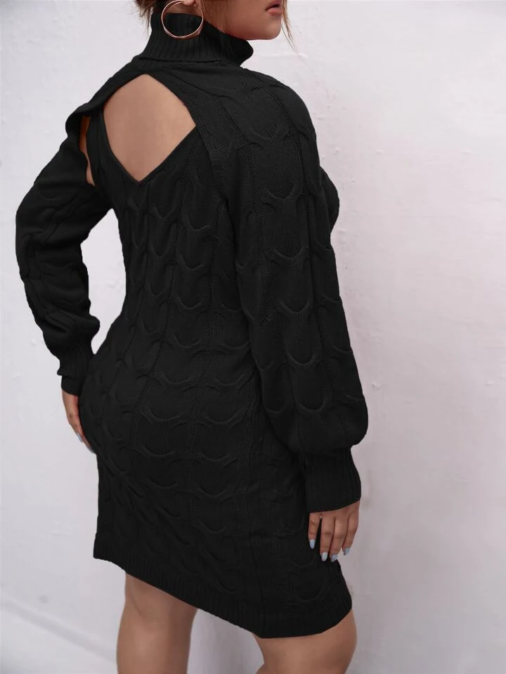 Our Plus Turtleneck Cable Knit Super Crop Sweater Sweater Dress