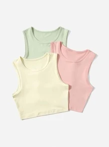 Easithlete 3 件套圆领运动背心修身衬衫 - 彩色 - 查看 5