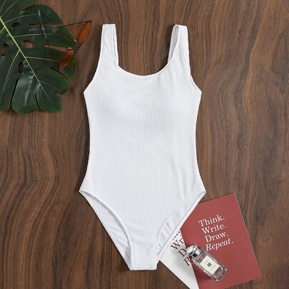 Plain One Piece Swimsuit