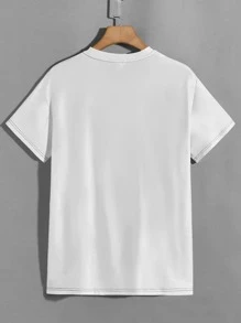 愛心和標語圖案T恤 - 白色 - 查看 2