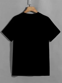 Niños Camiseta salpicaduras de tinta & con estampado de letra - Negro - Ver 2