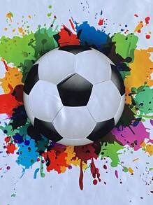 SHEIN Tween Boy Soccer & Splash Ink Print Tee - White - View 3