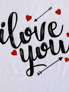 小男童愛心和標語圖案T恤 - 白色 - 查看 3