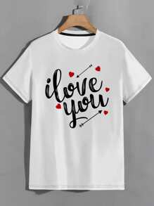 小男童愛心和標語圖案T恤 - 白色 - 查看 1