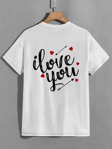 小男童愛心和標語圖案T恤 - 白色 - 查看 2