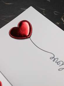 1 张心形设计随机贺卡，现代字母图形纸质邀请卡，适合派对、圣诞节