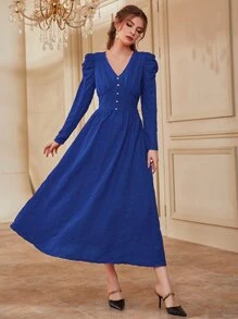 Modelyn Women Dresses Mutiara Ruched Plain Anggun - Royal Blue - View 4