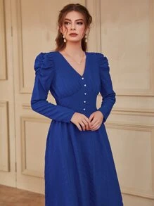 Modelyn Women Dresses Mutiara Ruched Plain Anggun - Royal Blue - View 6