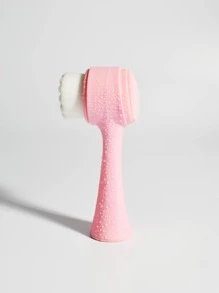 1pc Soft Bristle Standing Double-Sided 3D Facial Cleansing Brush, Silicon Manual Face Cleaning, Pore Cleansing, And Makeup Removal - Pink - View 1