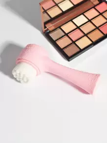 1pc Soft Bristle Standing Double-Sided 3D Facial Cleansing Brush, Silicon Manual Face Cleaning, Pore Cleansing, And Makeup Removal - Pink - View 2