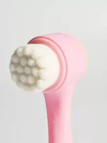1pc Soft Bristle Standing Double-Sided 3D Facial Cleansing Brush, Silicon Manual Face Cleaning, Pore Cleansing, And Makeup Removal - Pink - View 5