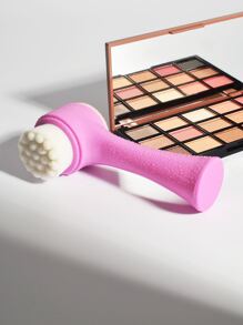 軟毛手動刷潔面刷，1入組清潔矽膠雙面按摩刷，洗面奶 - 粉色 - 查看 2