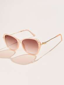 1pc Women Hollow Square Fashion Fashion Glasses For Vacation - Pink - View 2