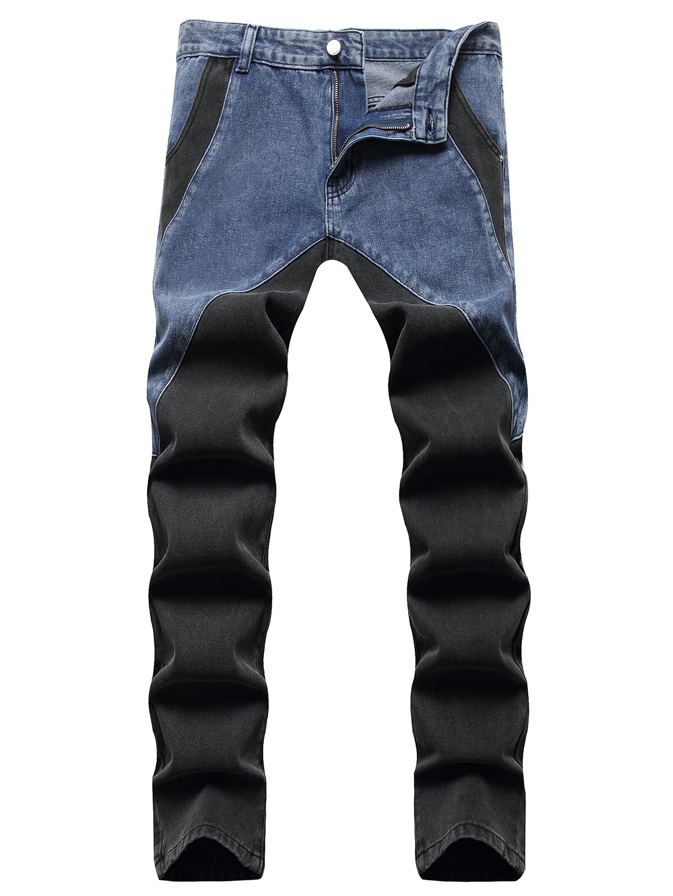 ROMWE MEN Guys Two Tone Skinny Jeans - Multicolor - View 1