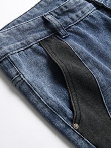 ROMWE MEN Guys Two Tone Skinny Jeans - Multicolor - View 4