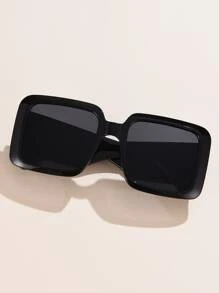 1pc Women Oversized Square Fashion Glasses Suitable For Daily Wear Street Shades Beach Accessories Beach Accessories For Women Glasses Shades Basics Fall Winter Women Outfits Clothes Business Casual Gifts - Black - View 4