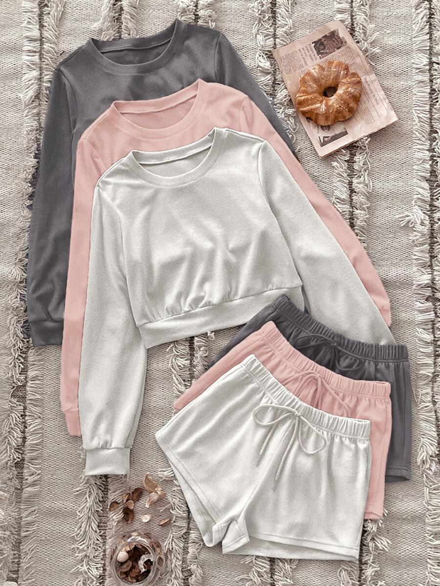 Bộ đồ giản dị Nữ Thắt nơ trước màu trơn Giải trí - Nhiều màu - Xem 1