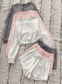 Bộ đồ giản dị Nữ Thắt nơ trước màu trơn Giải trí - Nhiều màu - Xem 5