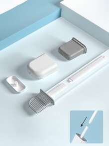 1pc/set Toilet Brush & Base, Plastic Handle Wall Mounted Silicone Toilet Brush With Base For Anti-Drip - White - View 5