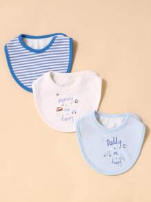 嬰兒3入組字母圖案圍兜 - 彩色 - 查看 1