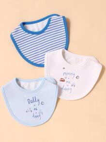 嬰兒3入組字母圖案圍兜 - 彩色 - 查看 2