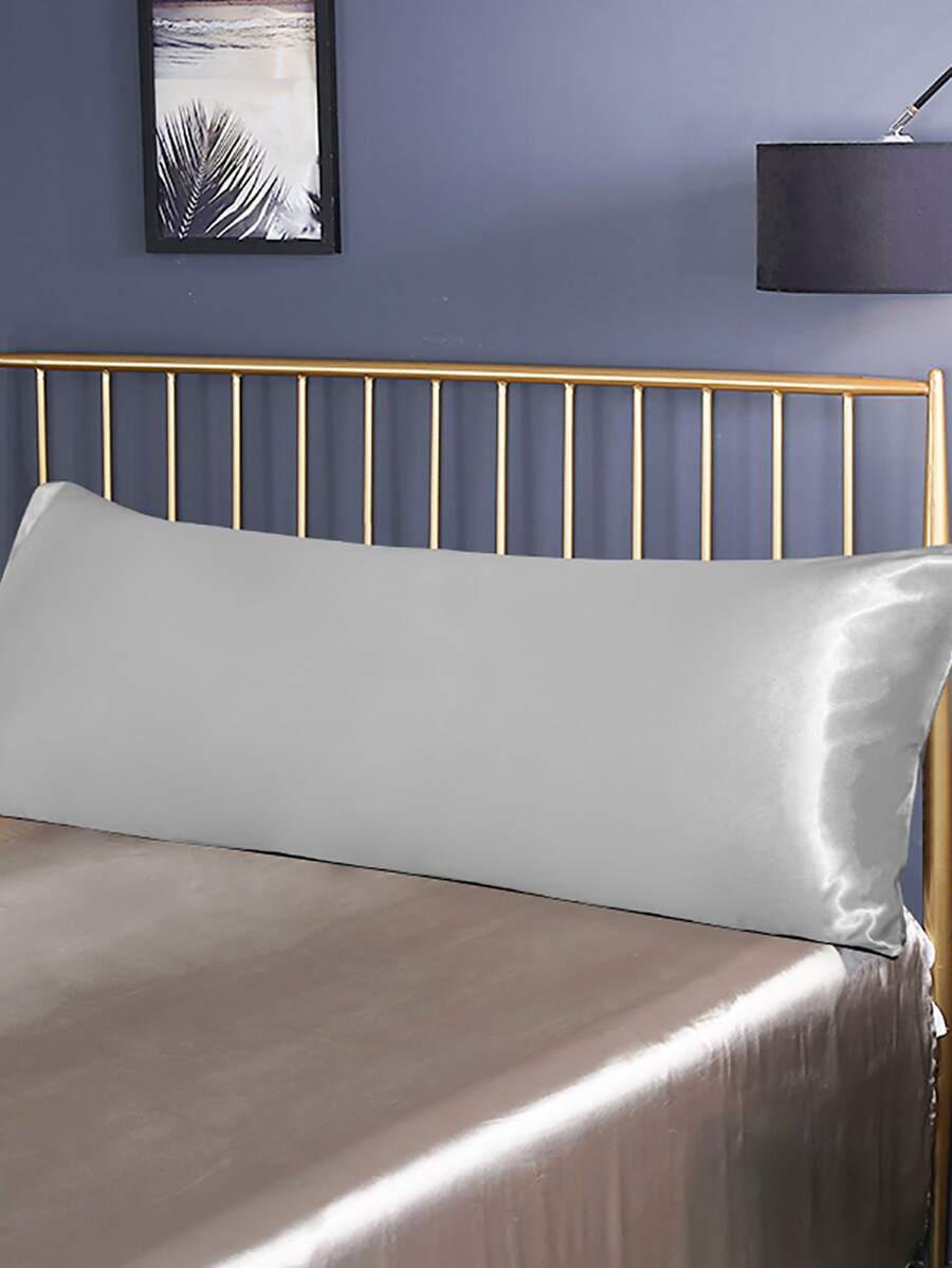 1pc Satin Body Pillowcase Không có Filler - Bạc - Xem 1