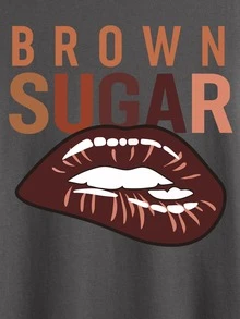 Áo thun nữ Con số Lá thư Giải trí - Màu xám đen - Xem 5