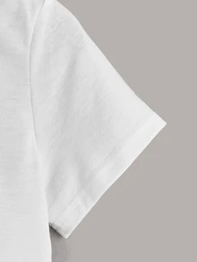 SHEIN Toddler Boys Cartoon Face Pattern Tee - White - View 3