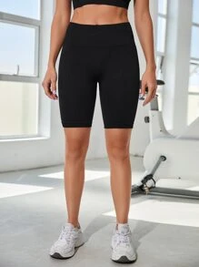 Shorts biker con estiramiento alto inconsútil - Negro - Ver 5